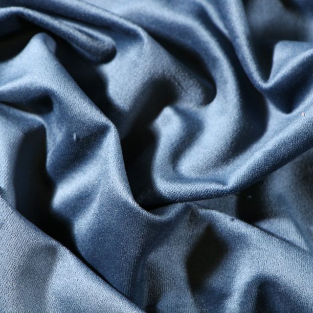 Tissu Velours d'ameublement uni souple Bleu - Par 10 cm