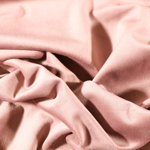 Tissu Velours d'ameublement uni souple Rose blush - Par 10 cm