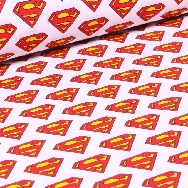 Tissu Superman Logo sur fond Blanc
