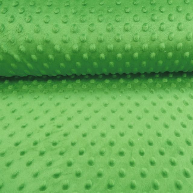 Tissu Minky Ultra doux Pois Vert Gazon - Par 10 cm
