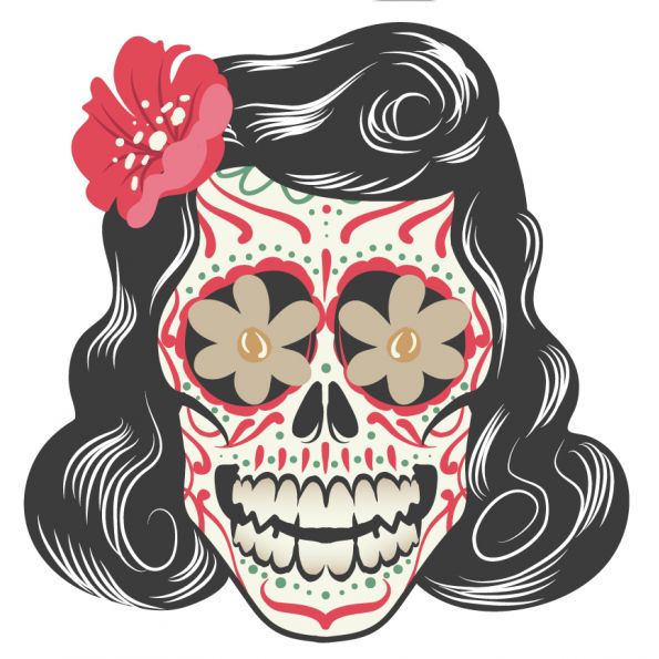 Sticker Tête de Mort Femme Mexicaine