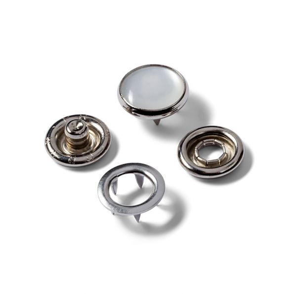 Bouton pression sans couture « Jersey », anneau denté, 12mm, argent