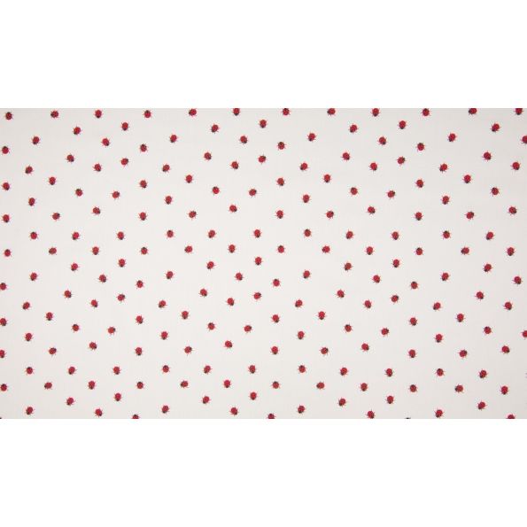 Tissu coton imprim Coccinelle sur fond Blanc Par 10 cm