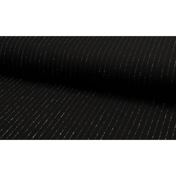 Tissu viscose imprimé rayures Tennis lurex Noir