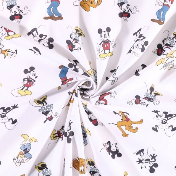 Tissu Coton Cretonne Disney Mickey Patch de Qualité, Tissu au