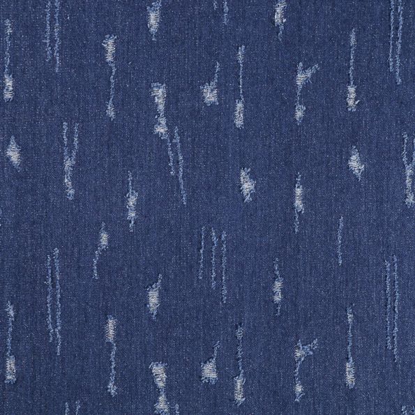 Tissu Denim Jeans Paillet Trou Sur Fond Bleu Par Cm