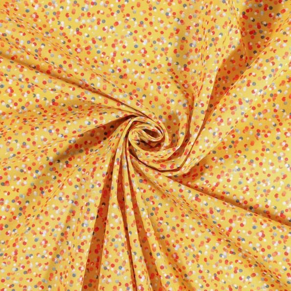 Tissu Coton Imprimé Arty Cotillons Multicolores sur fond Vert