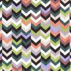 Tissu Viscose Coton Zigzag sur fond Saumon - Par 10 cm