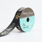 Ruban Satin Enjoy Life Frou-Frou Noir de jais - 16 mm x 4 mètres