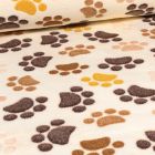 Tissu Doudou Patoune sur fond Beige