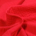 Tissu Double gaze uni Bio Rouge griotte