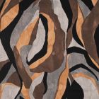 Tissu Jersey Viscose imprimé motif abstrait gris et marron sur fond Noir