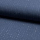 Tissu Crépon Viscose rayures lurex Bleu denim - Par 10 cm