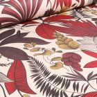 Tissu Toile de Coton enduit Maiana rouge sur fond Ecru