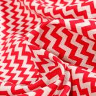 Tissu Viscose Lin Chevrons rouge sur fond Naturel